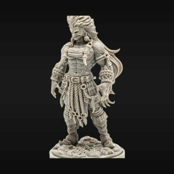 Fantasy Barbarian Warrior with Long Hair & Ornate Armor 38mm Resin Figure Kit