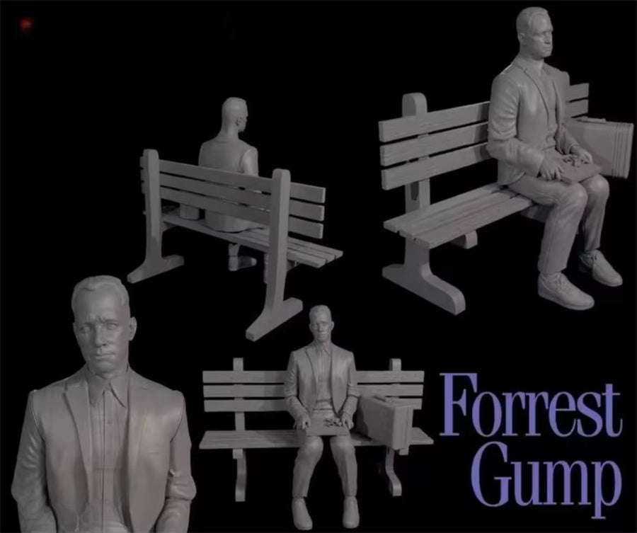 Civilian Female Seated on Park Bench 1/24 Resin Figure Kit - resin model view 3
