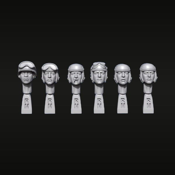 WWII US Army Tank Commander Heads Set (6) 1/35 Resin Bust Kit