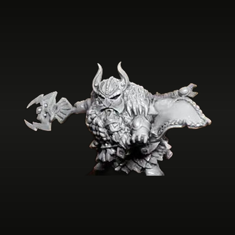 Fantasy Dwarf Berserker with Horned Helm and Battle Axe 28mm Resin Figure Kit - unpainted resin model kit