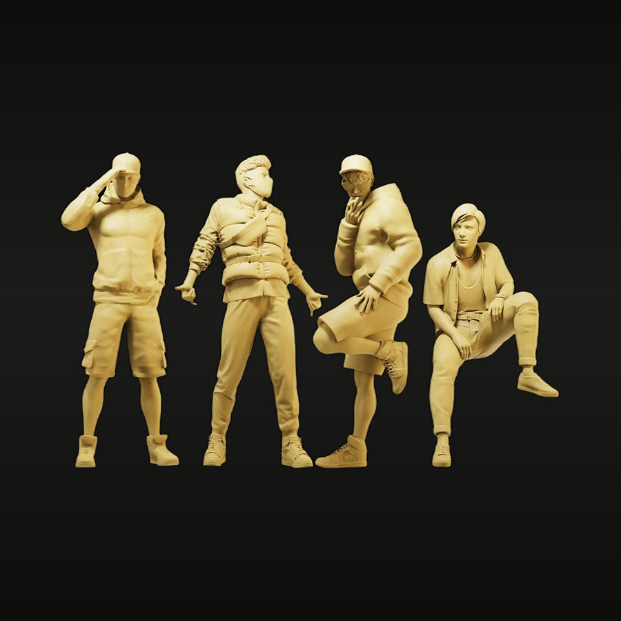 Young Male Casual Figures Set 1/64 Resin Miniature Diorama Kit - unpainted resin model kit