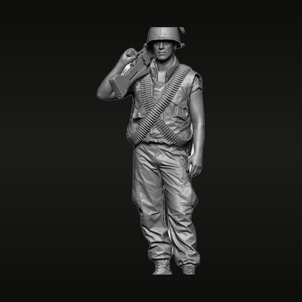 Vietnam US Infantry MG Gunner with Ammo Bandolier 1/35 Resin Figure Kit