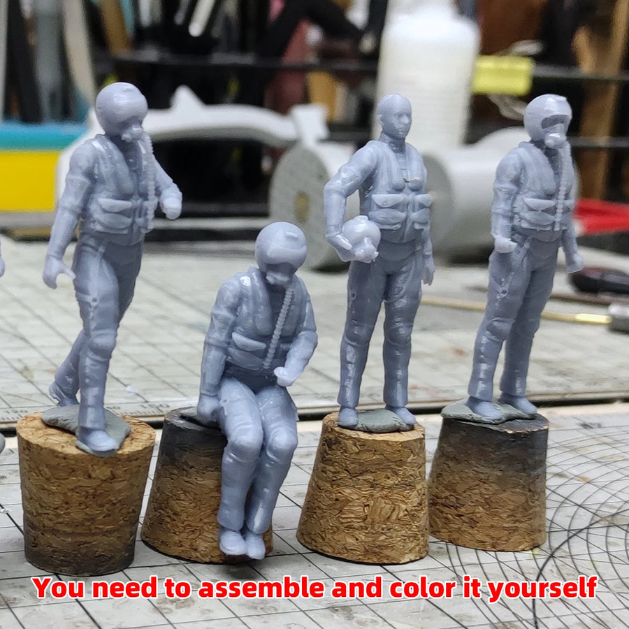 Modern Aircraf Fighter Bomber Helicopter Pilot Air Force Soldiers Military Man Assembly Scale Model Kit 7 Pcs 1/72 1/35 1/48