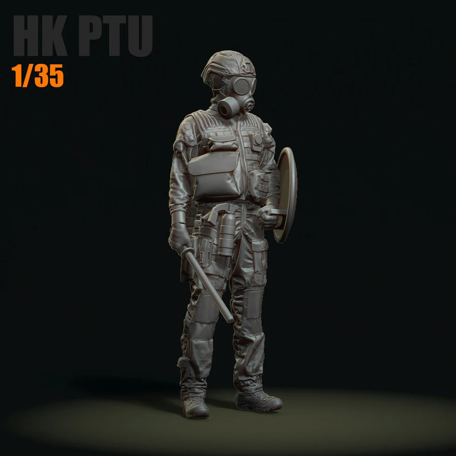 Modern Riot Police Officer with Gas Mask & Shield 1/35 Resin Figure Kit - resin model view 4