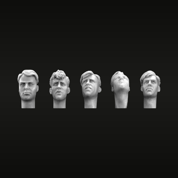 WWII Soldier Head Set Five Busts with Period Haircuts 1/35 Resin