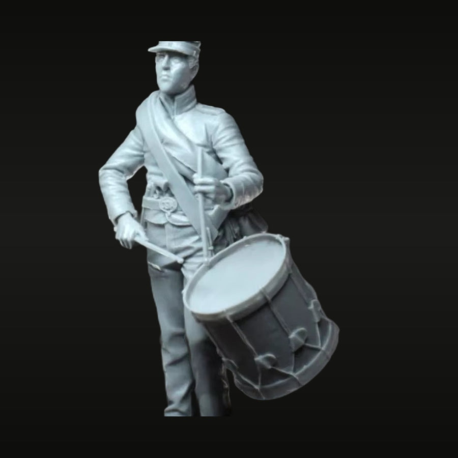 American Civil War Union Drummer with Bass Drum 1/35 Resin Figure Kit - unpainted resin model kit