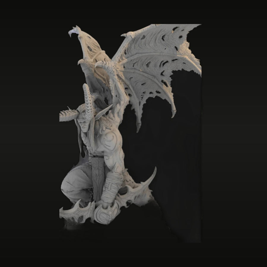 Fantasy Winged Demon with Horns and Claws 1/24 Resin Figure Kit - unpainted resin model kit