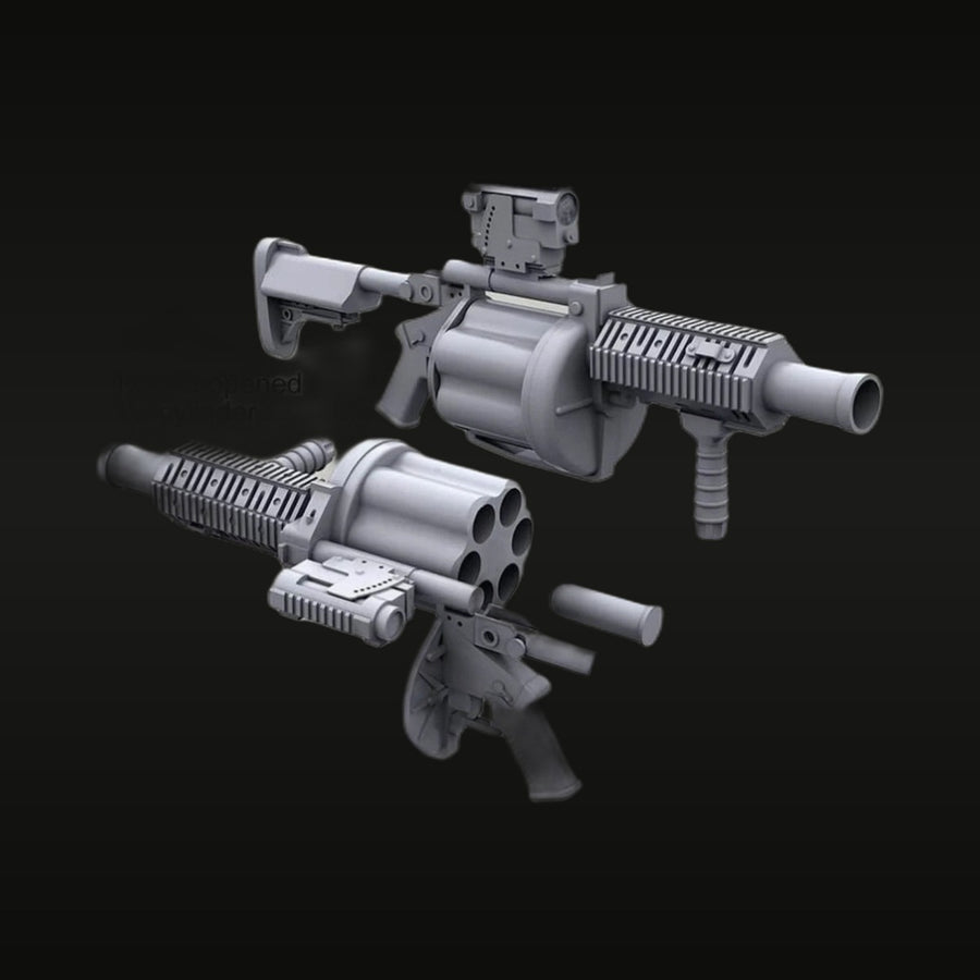 Modern Sci-Fi Drum-Fed Grenade Launcher with Optics 1/35 Resin Accessory Kit - unpainted resin model kit