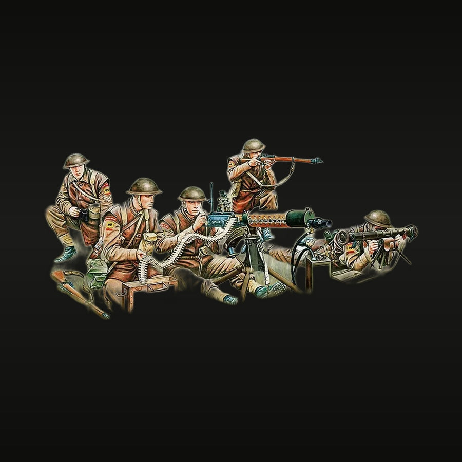 WWII British Vickers Gun Crew 6-Figure Set 1/35 Resin Kit - unpainted resin model kit