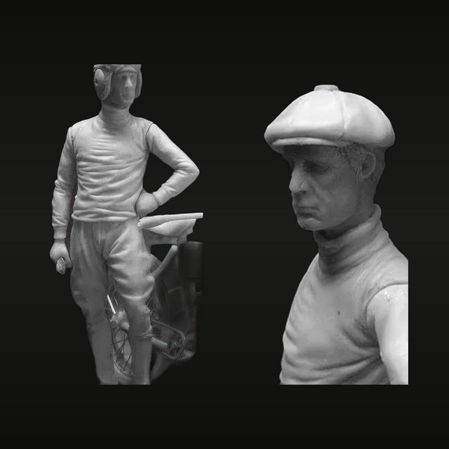 Vintage Motorcycle Racer with Flat Cap 1/35 Resin Figure Kit - unpainted resin model kit