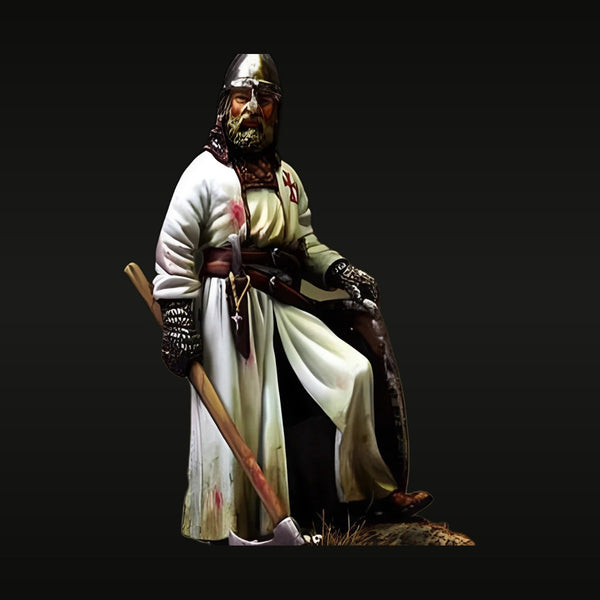 Medieval Crusader Knights Templar with Axe 54mm Resin Figure Kit