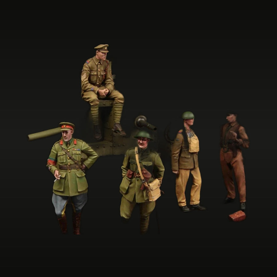 WWI British Military Officers & Enlisted Men 5-Figure Set 1/35 Resin Kit - unpainted resin model kit