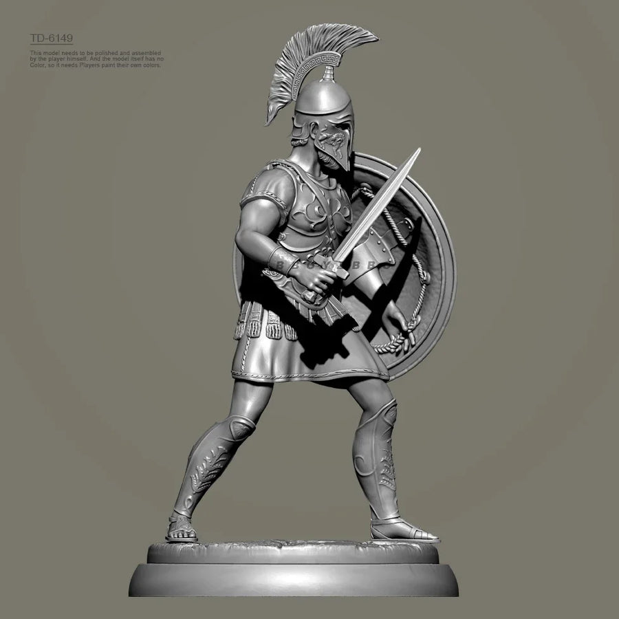 Ancient Greek Hoplite Warrior with Sword and Shield 38mm Resin Figure Kit - resin model view 2