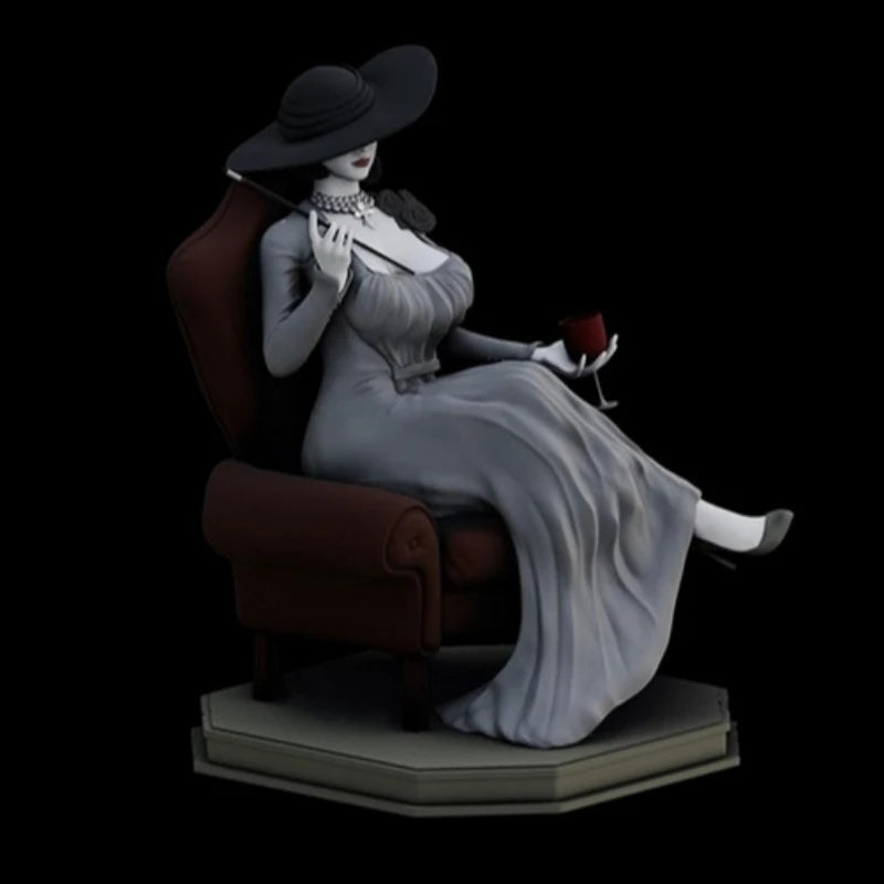 Elegant Villain Lady in Cowboy Hat 1/24 Resin Bust Kit - resin model view 4