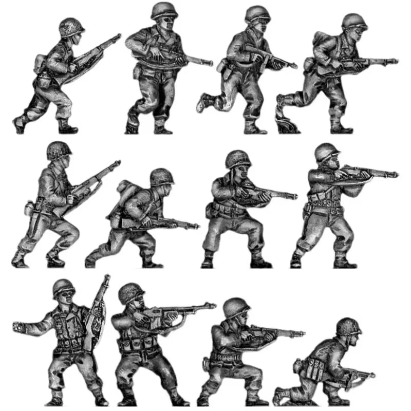 1/72 Die-Casting Resin Figure Model Kit US Infantry Combat Squad 12 Figure DIY Miniature Toys Unassembled and Unpainted