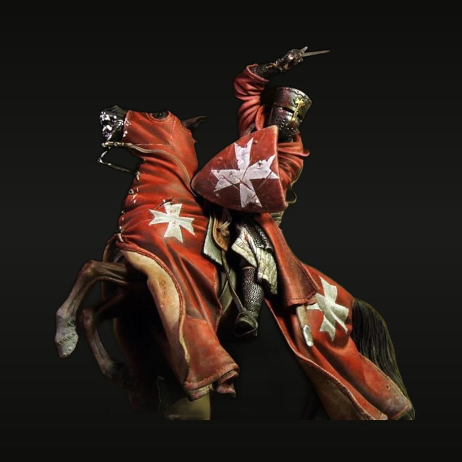 Medieval Knight Templar on Rearing Horse with Lance 90mm Resin Figure Kit - unpainted resin model kit