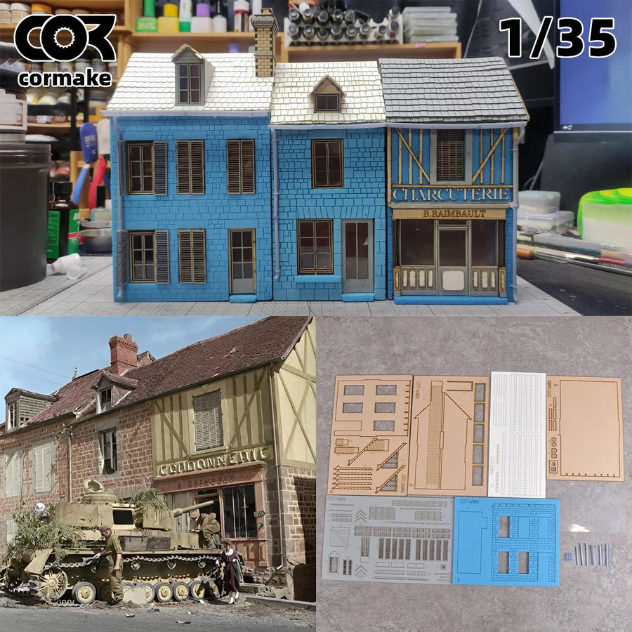 Assembly Architectural Sand Table Europe Building House Shop Home Multi-Storey Residential Cafe Diorama Scale Model Kit 1/35
