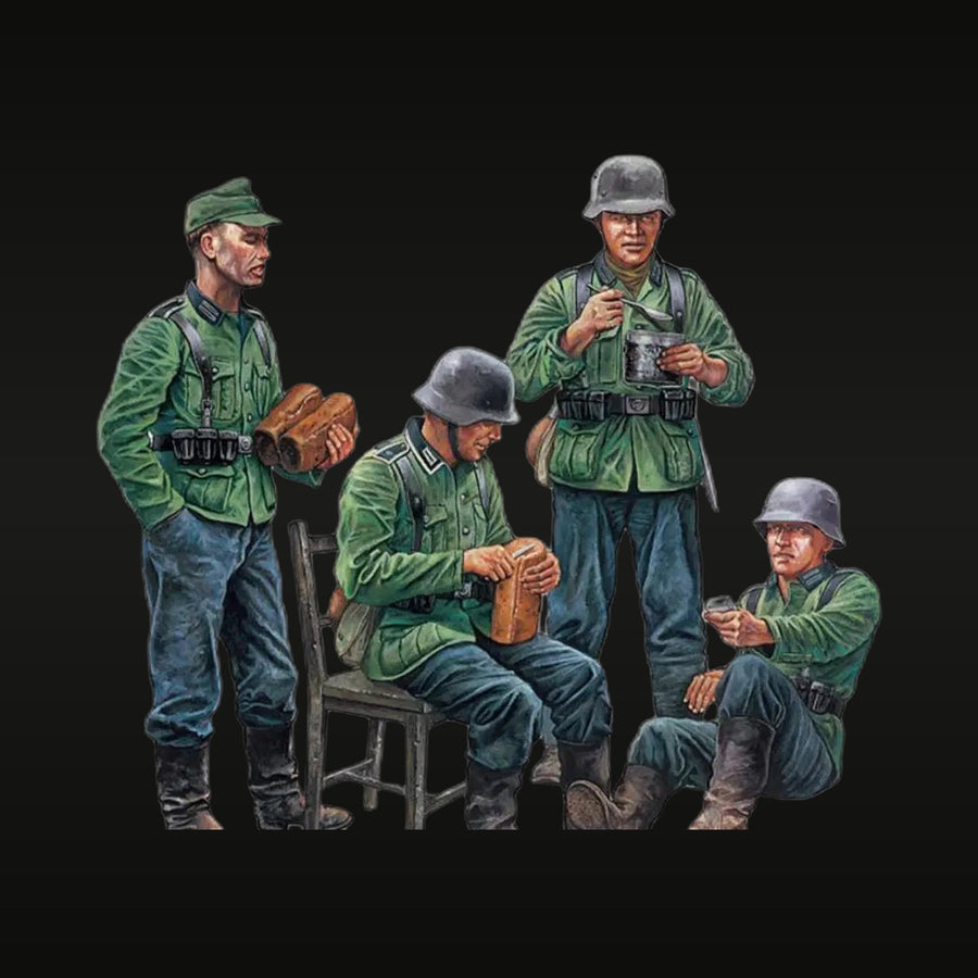 WWII German Wehrmacht Infantry at Rest 1/35 Resin Figure Set (4 Figures) - unpainted resin model kit