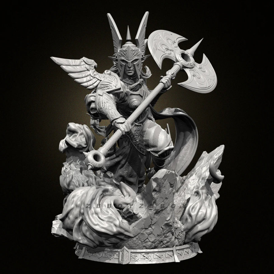 Fantasy Demon Warrior Bust with Winged Helm 38mm Resin Kit - resin model view 4