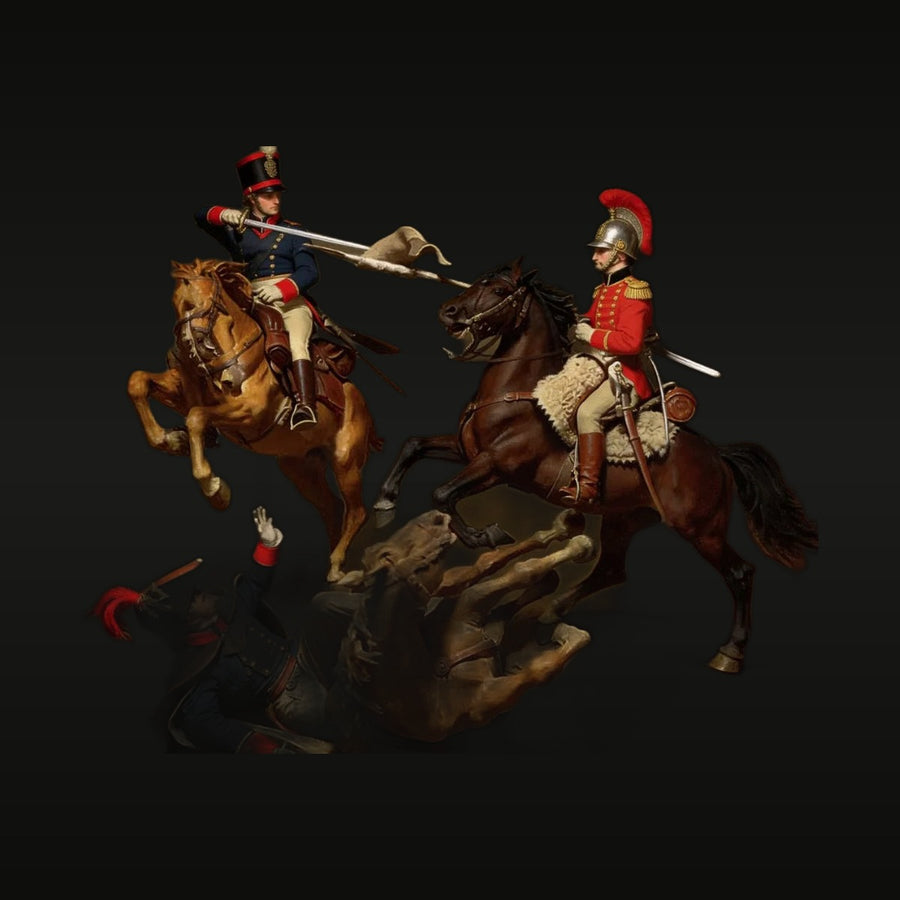 Napoleonic Cavalry Duel 1/32 Resin Figure Diorama Kit - unpainted resin model kit