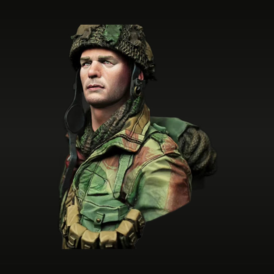 WWII British Paratrooper with Brodie Helmet 1/10 Resin Bust - unpainted resin model kit