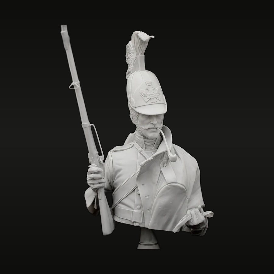 Napoleonic Dragoon Officer with Lance 1/10 Resin Bust - unpainted resin model kit