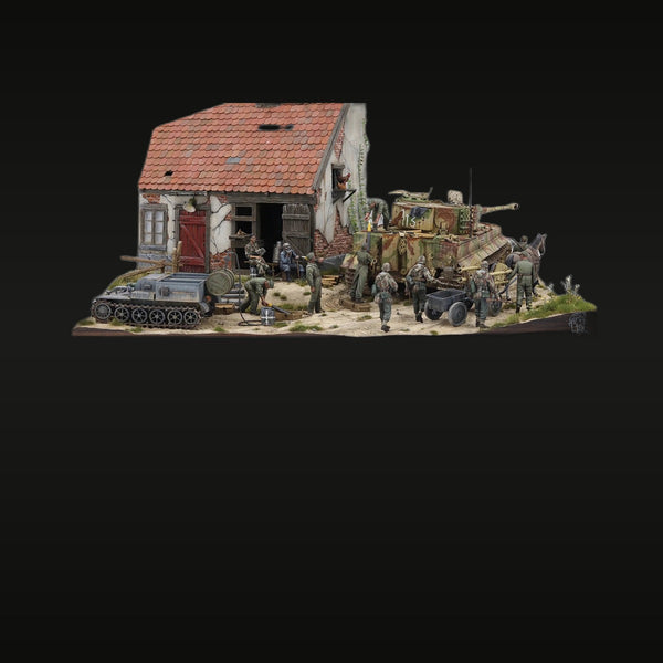 WWII German Panther Tank Village Assault Diorama 1/35 Resin Kit