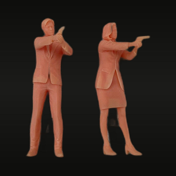 Modern FBI Agents Male & Female Business Suit 1/35 Resin Figure Set