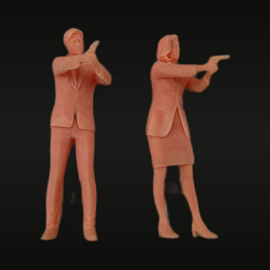 Modern FBI Agents Male & Female Business Suit 1/35 Resin Figure Set - unpainted resin model kit