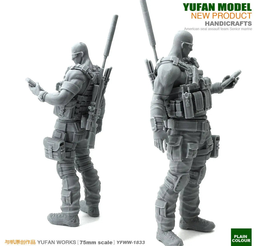 Modern Tactical Operator Heavy Assault Commando 75mm Resin Figure Kit - resin model view 5