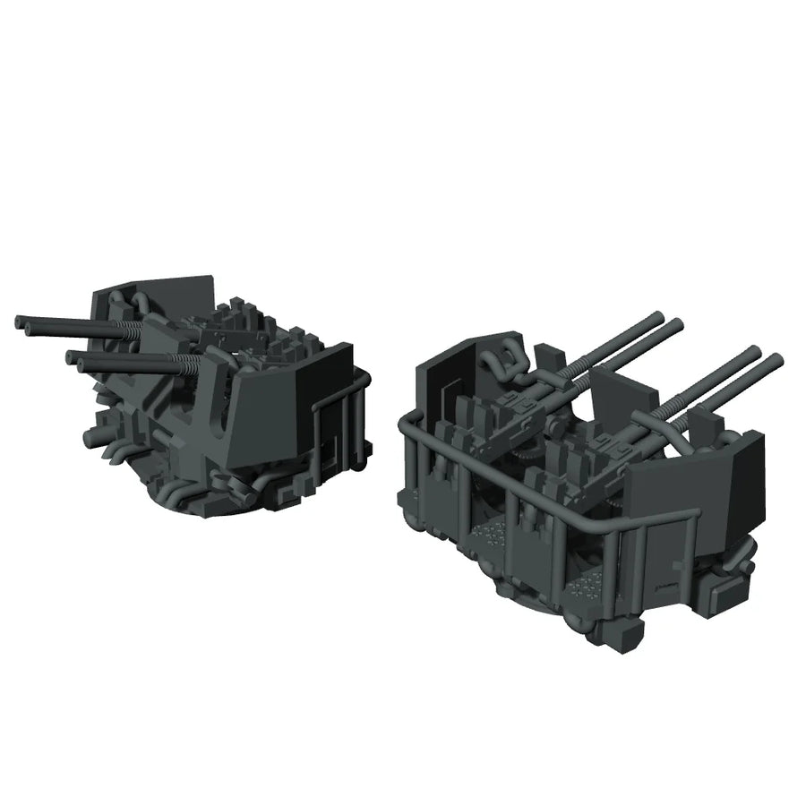 WWII Bofors Twin & Quad 40mm AA Gun Mounts 1/700 Resin Ship Kit - resin model view 2