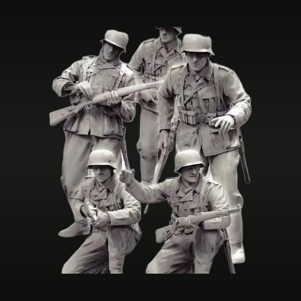WWII German Infantry Squad 5-Figure Set 1/35 Resin Kit
