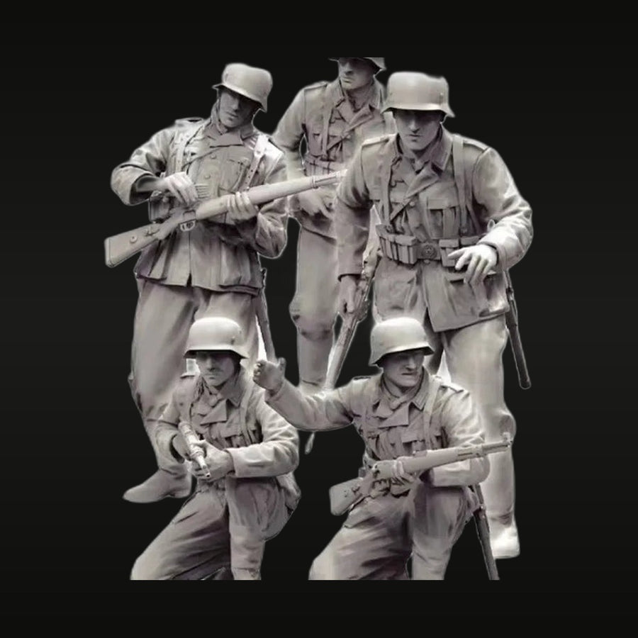 WWII German Infantry Squad 5-Figure Set 1/35 Resin Kit - unpainted resin model kit