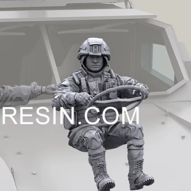 Modern US Military Vehicle Operator with Steering Wheel 1/35 Resin Figure - resin model view 2