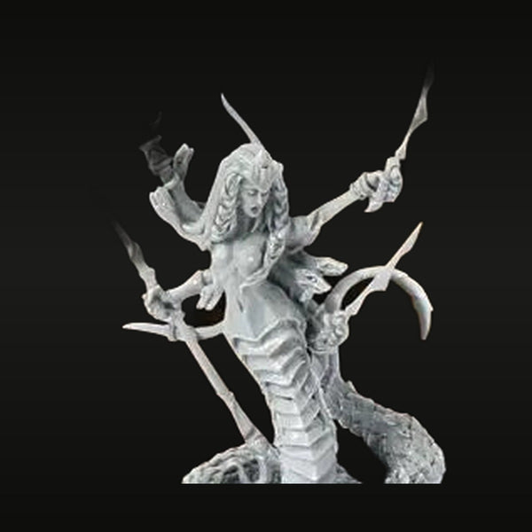 Fantasy Naga Queen Multi-Armed with Staff and Blades 28mm Resin Figure Kit