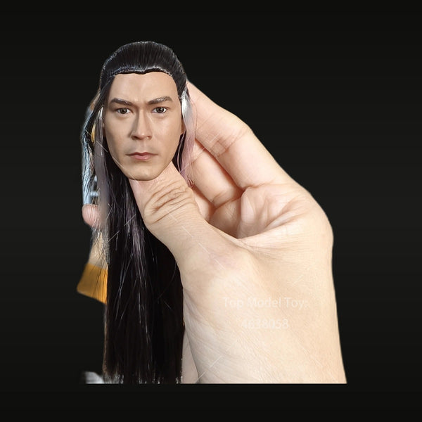 Ancient Chinese Male Portrait Head Sculpt with Long Hair 1/6 Scale