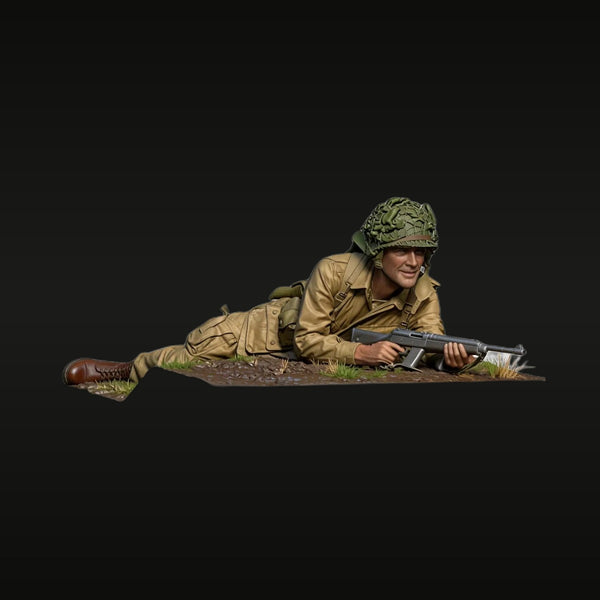 WWII US Soldier Prone Firing M1 Garand 1/35 Painted Figure