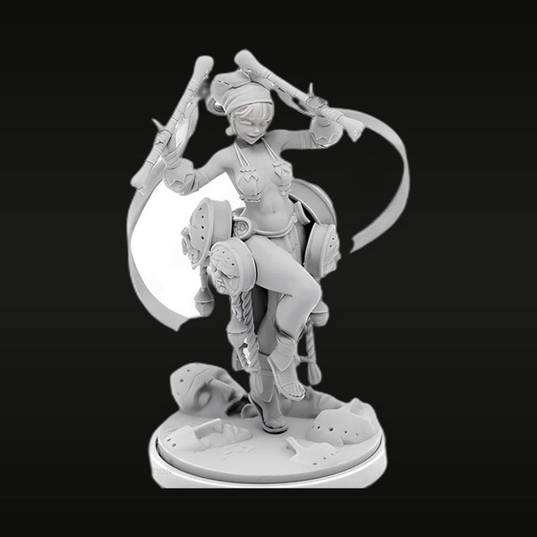 Fantasy Female Warrior with Dual Scythes 28mm Resin Figure Kit