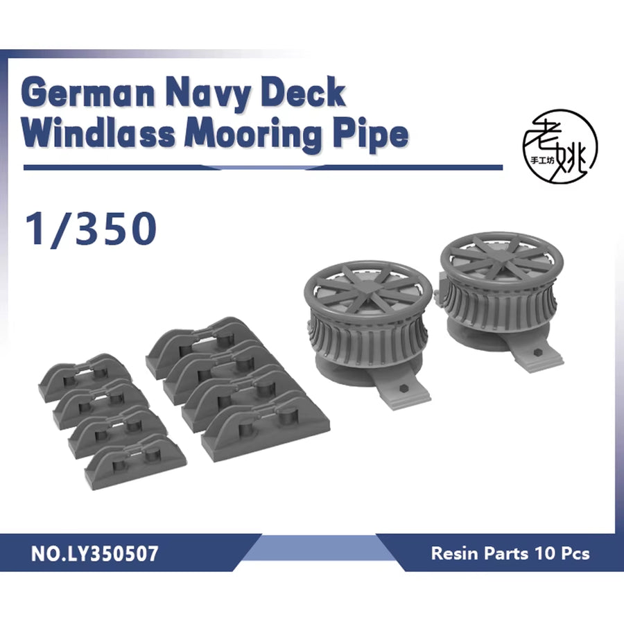 Yao'S Studio LY507 1/200 1/350 1/700 3D Printed Resin Model Kit German Navy Deck Windlass 2Pcs Mooring Pipe 8Pcs