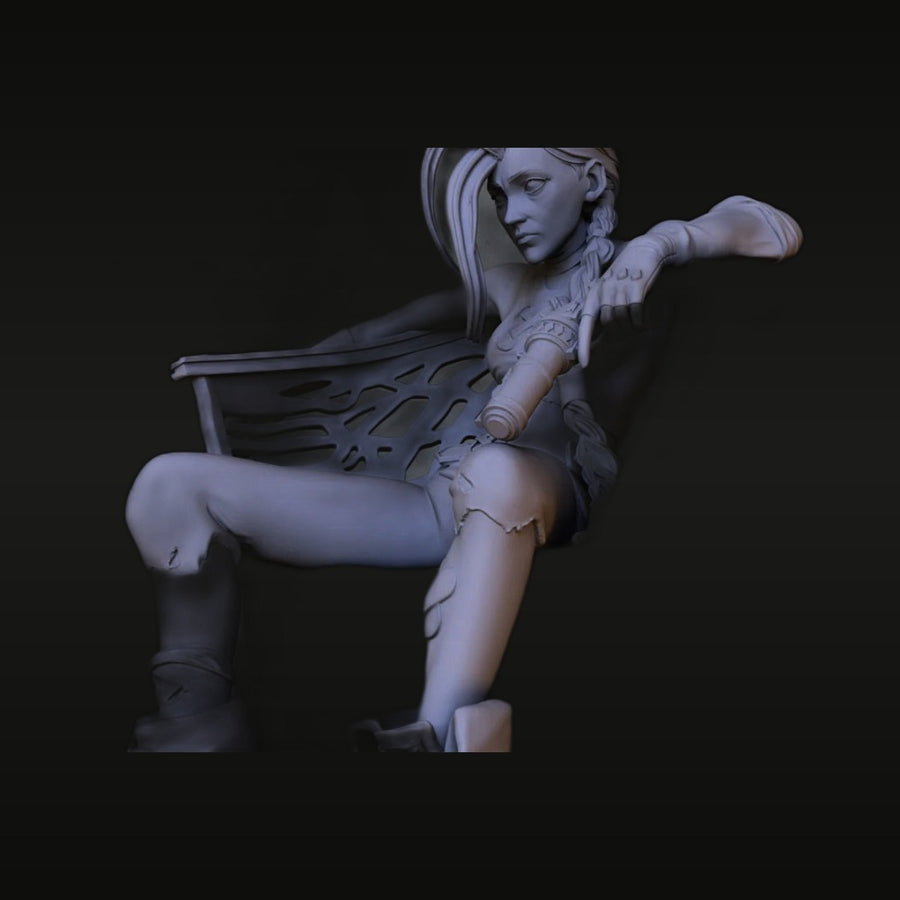 Fantasy Female Warrior Pinup with Ornate Armor 1/24 Resin Figure Kit - unpainted resin model kit