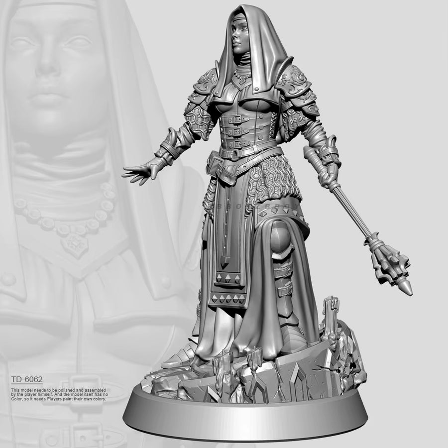 Medieval Noblewoman Warrior 38mm Resin Figure Kit - resin model view 4