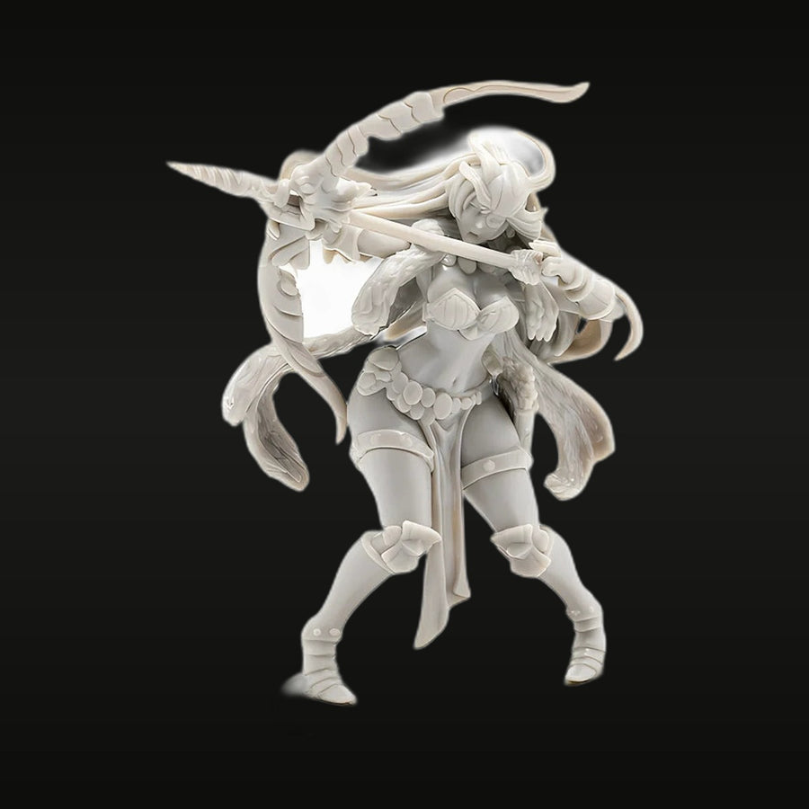 Fantasy Female Demon Warrior with Horns and Sword 28mm Resin Figure Kit - unpainted resin model kit