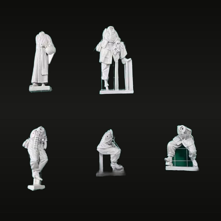 WWII Italian Mixed Infantry & Civilian 5-Figure Set 1/35 Resin Kit - unpainted resin model kit