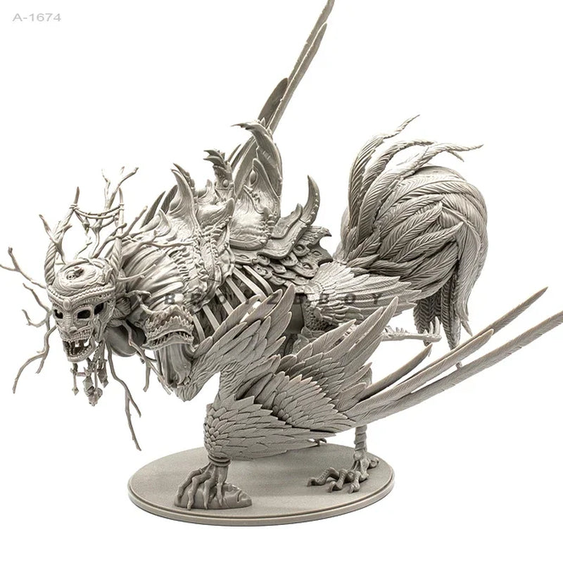 Fantasy Chaos Dragon with Feathered Wings Ornate Horns Resin Bust Kit - resin model view 3