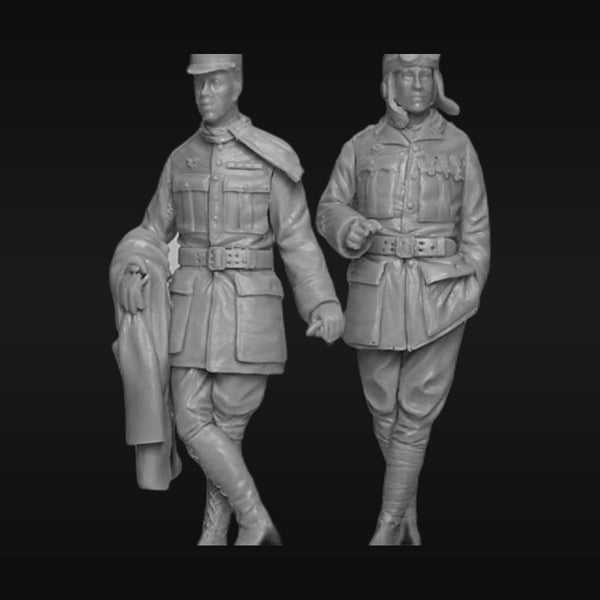 WWI French Fighter Pilot with Flight Helmet Set 1/32 Resin Figure Kit