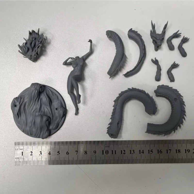Yahui and the Dragon 1/24 Scale Resin Figure Model Kit Fantasy Hobby Miniatures Unassembled and Unpainted Free Shipping