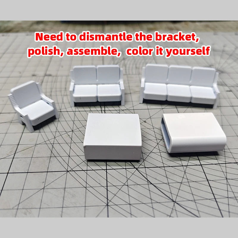 Scale Model Kit Sofa Couch Settee Settee Coffee Table Tea Table Sand Table Diorama Models Suits for House 1/35/48/64/72/87