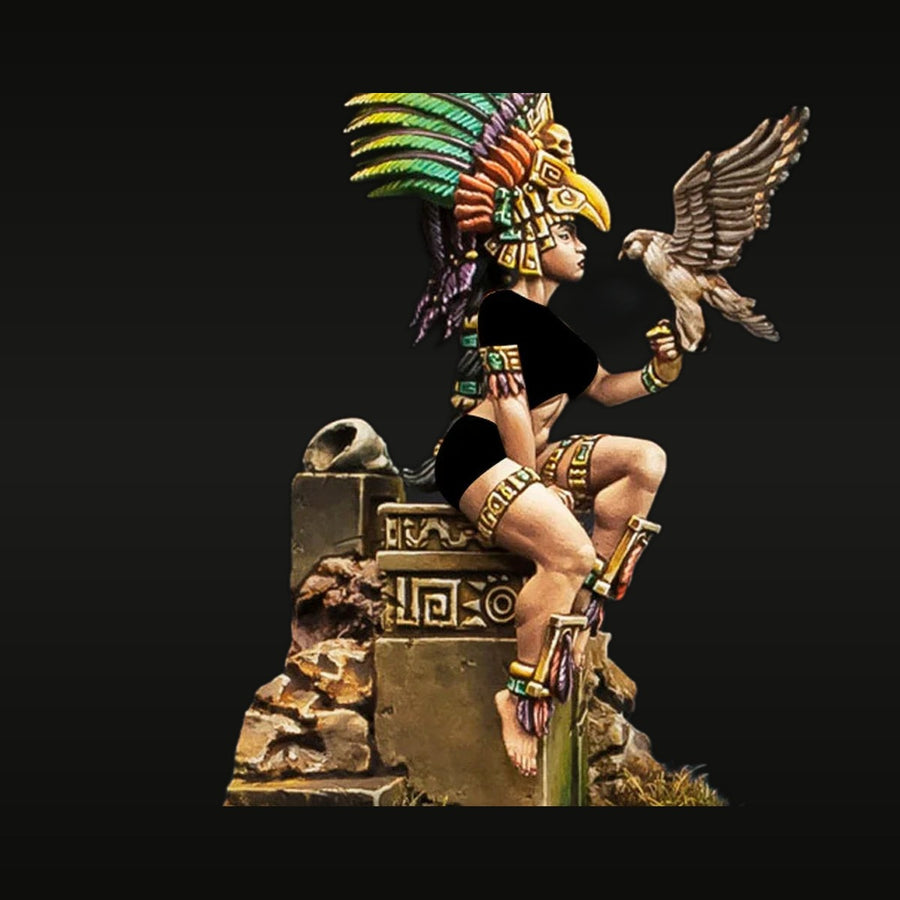 Aztec Priestess with Eagle 75mm Resin Figure Kit - unpainted resin model kit