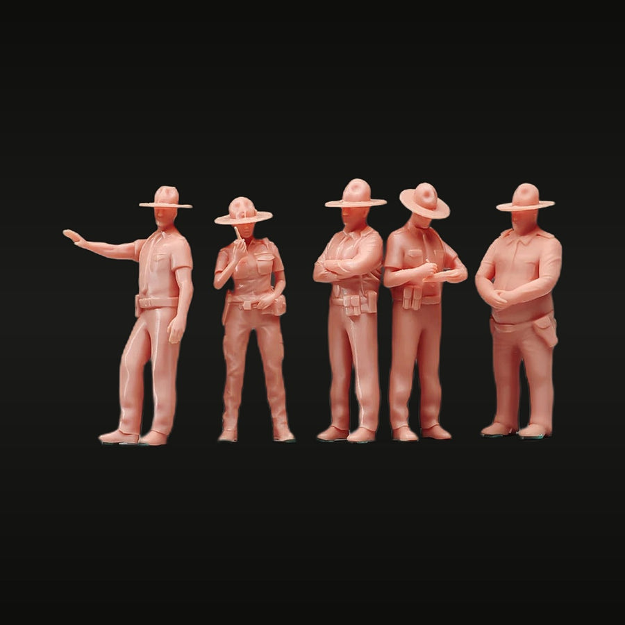 American Road Patrol Officers Set of 5 1/24 Resin Figure Kit - unpainted resin model kit
