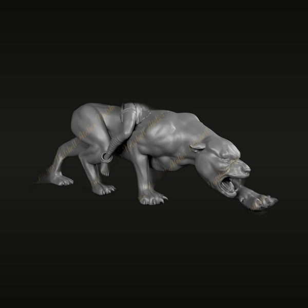 Fantasy Snarling Beast with Harness 1/24 Resin Figure Kit